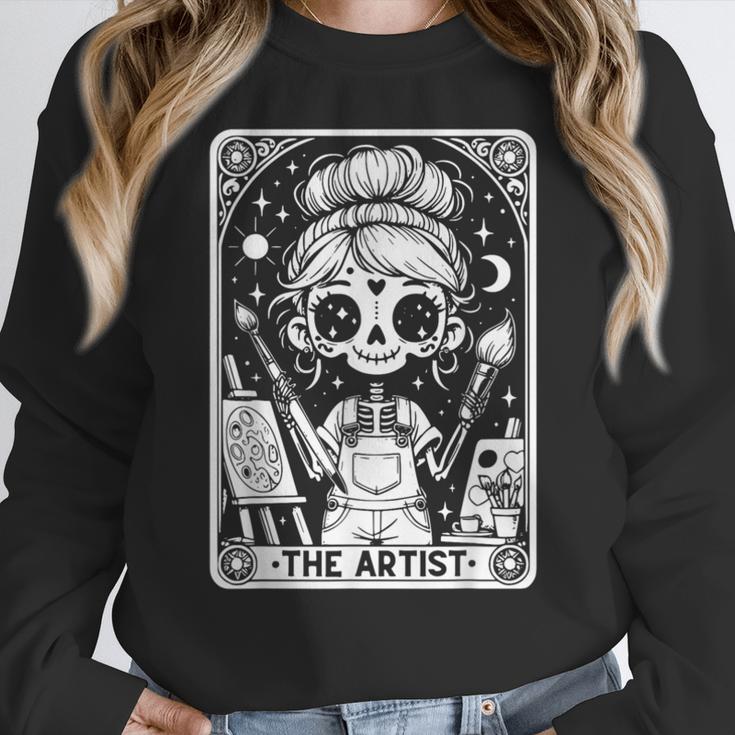 Artist Tarot Card Skeleton Painter Art Teacher Witchy Women Crewneck Sweatshirt, funny design Artist Tarot Card Skeleton Painter Art Teacher Witchy Women Crewneck Sweatshirt, funny design