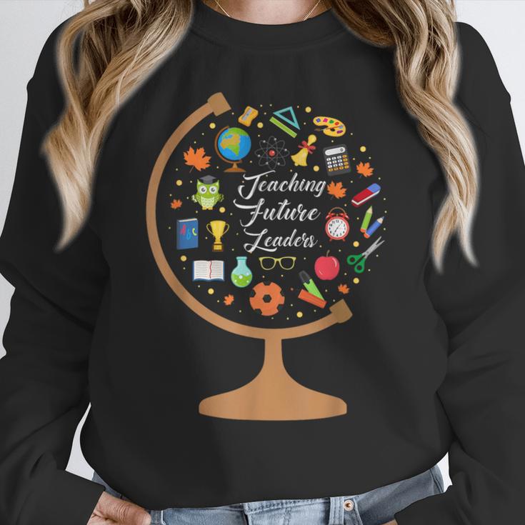 Awesome Teachers T Shirt Teaching Future Leaders Globe For Men Women Women Crewneck Sweatshirt, funny design