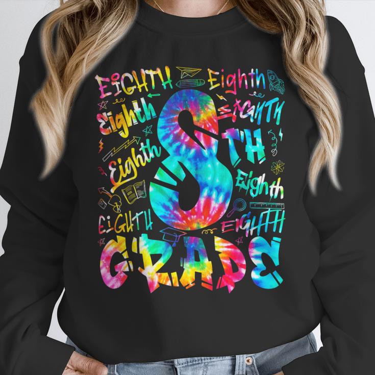 Back To School Eighth 8th Grade Tie Dye Typography Teacher Women Crewneck Sweatshirt, funny design Back To School Eighth 8th Grade Tie Dye Typography Teacher Women Crewneck Sweatshirt, funny design