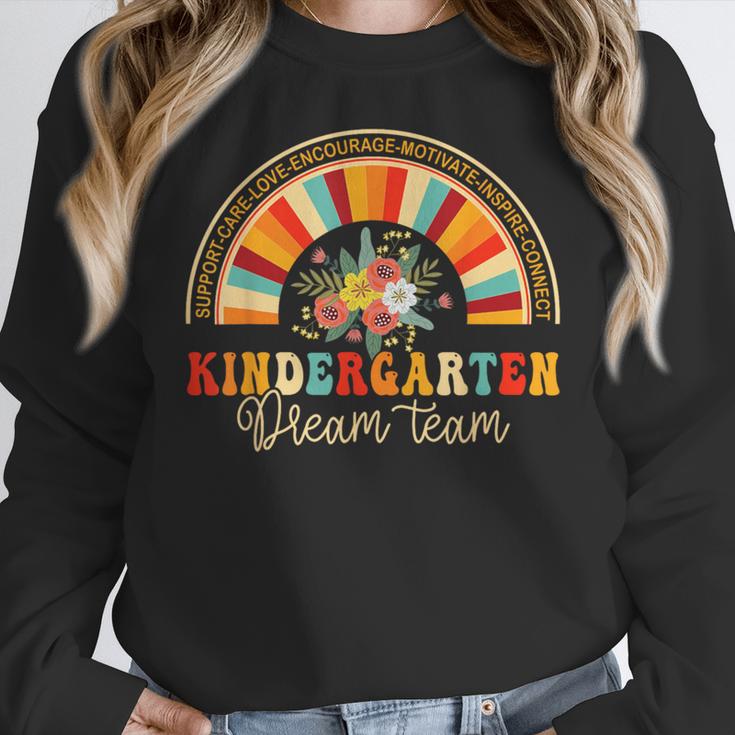 Back To School Kindergarten Dream Team Teacher Love Floral Women Crewneck Sweatshirt, funny design