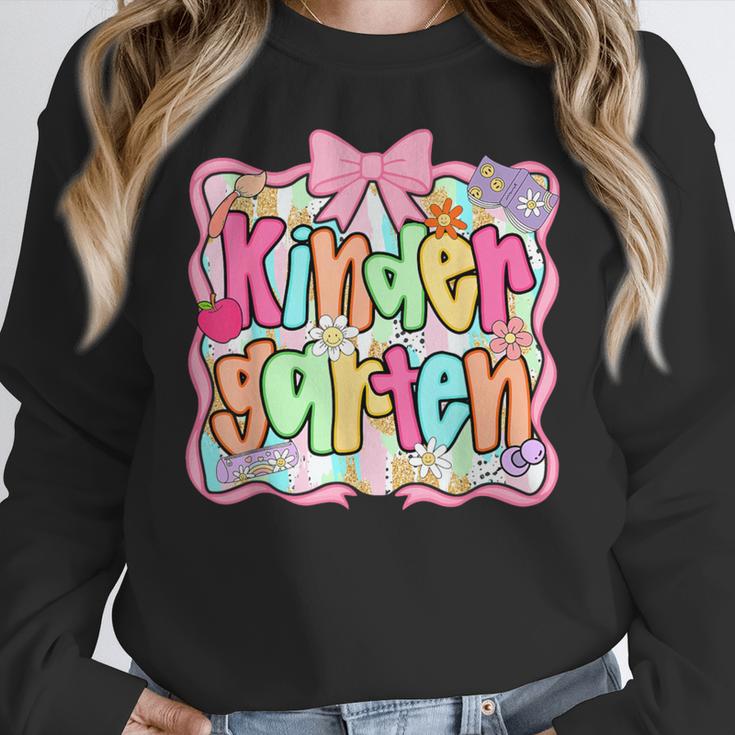 Back To School Kindergarten Preppy Teacher Girl Women Crewneck Sweatshirt, funny design Back To School Kindergarten Preppy Teacher Girl Women Crewneck Sweatshirt, funny design