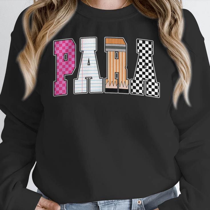 Back To School Teacher Para Preppy Checkered Para Life Women Crewneck Sweatshirt, funny design