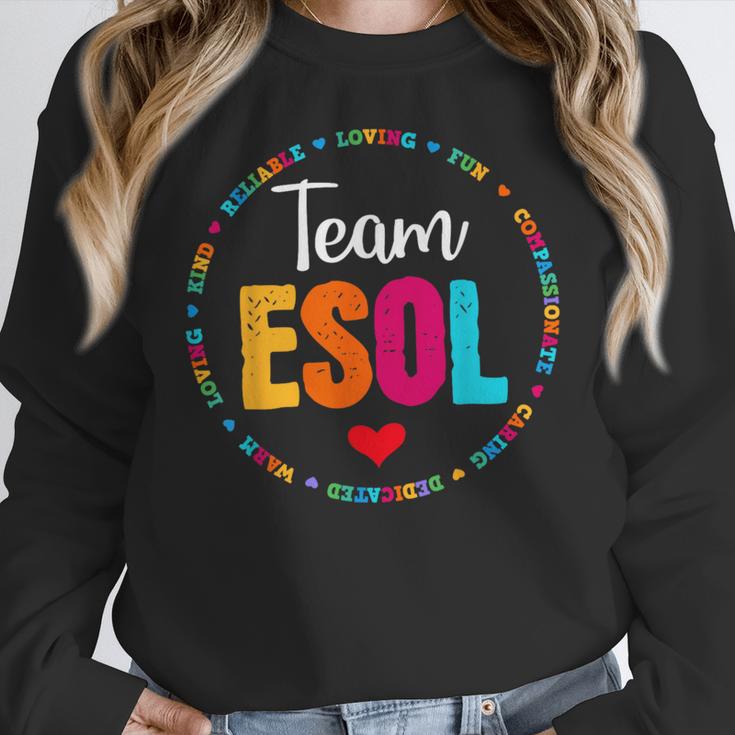 Back To School Teachers Crew Students Team ESOL Teacher Women Crewneck Sweatshirt, funny design