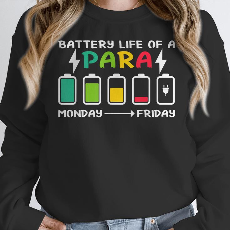 Battery Life Of a Paraprofessional Para Teacher Life Women Crewneck Sweatshirt, funny design Battery Life Of a Paraprofessional Para Teacher Life Women Crewneck Sweatshirt, funny design
