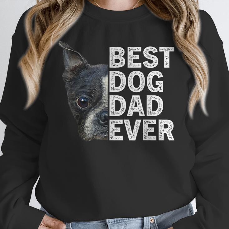 Best Dog Dad Ever Boston Terrier Dog Lover For Dad Men Women Girls Kids Women Crewneck Sweatshirt, Boston Terrier Dad Gifts, funny design