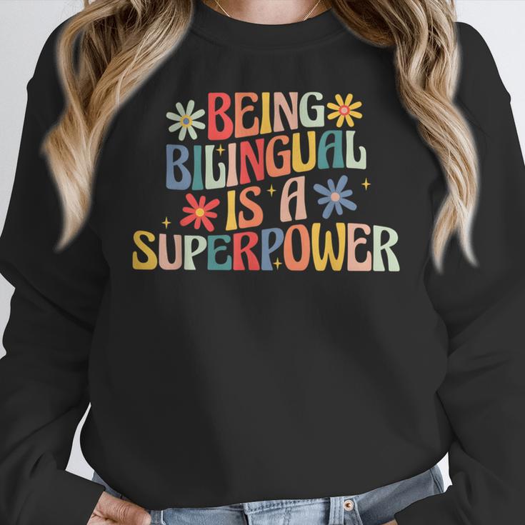 Being Bilingual Is A Superpower Back To School ESL Teacher Women Crewneck Sweatshirt, Esl Teacher Gifts, funny design Being Bilingual Is A Superpower Back To School ESL Teacher Women Crewneck Sweatshirt, Esl Teacher Gifts, funny design