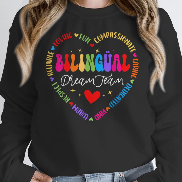 Bilingues Dream Team Dual Language Bilingual Crew Teacher Women Crewneck Sweatshirt, funny design Bilingues Dream Team Dual Language Bilingual Crew Teacher Women Crewneck Sweatshirt, funny design