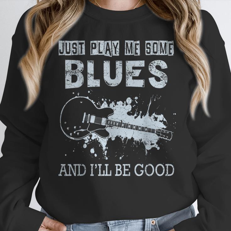 Blues Music Band Lover Vintage Guitar Teacher Blues Women Crewneck Sweatshirt, funny design