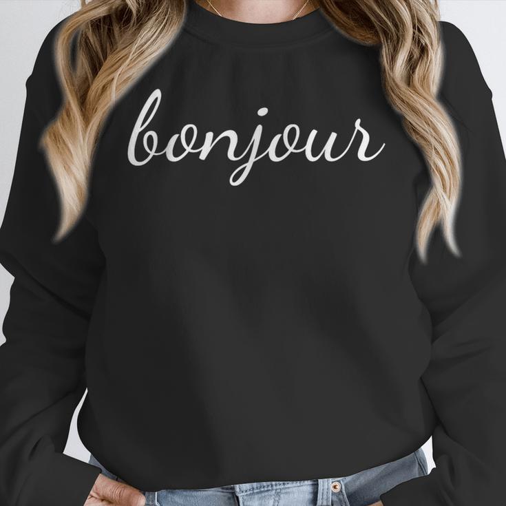 Bonjour T Shirt French Language Saying Teacher Student Men Women Girls Kids Women Crewneck Sweatshirt, funny design Bonjour T Shirt French Language Saying Teacher Student Men Women Girls Kids Women Crewneck Sweatshirt, funny design