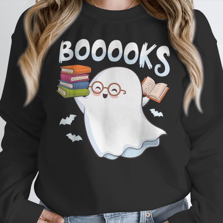 Books Halloween Librarian Teacher Reader Reading Book Lover Women Crewneck Sweatshirt, funny design