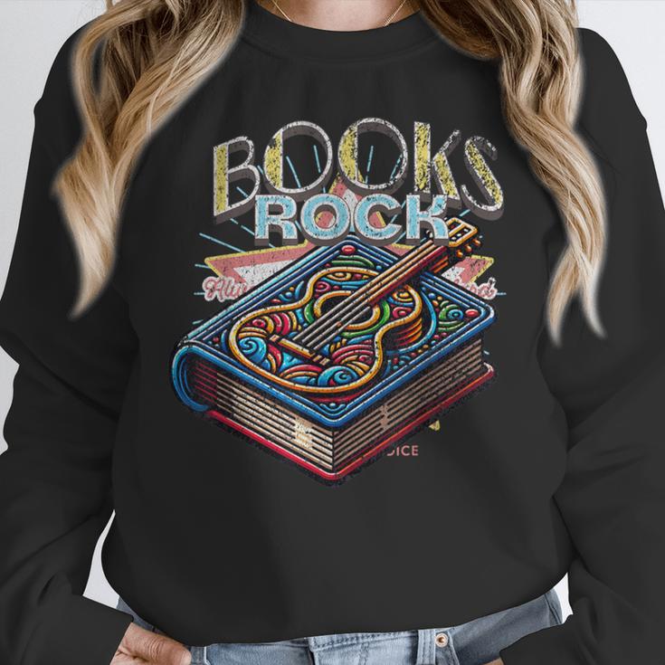 Books Rock Rock'n Roll Science Of Reading Teachers Guitar Women Crewneck Sweatshirt, Science Teacher Gifts, funny design Books Rock Rock'n Roll Science Of Reading Teachers Guitar Women Crewneck Sweatshirt, Science Teacher Gifts, funny design