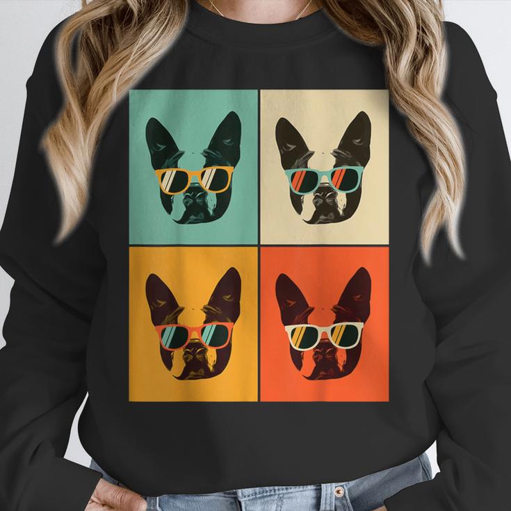 Bostie Dog Lover Boston Terrier With Sunglasses For Men Women Girls Kids Women Crewneck Sweatshirt, funny design