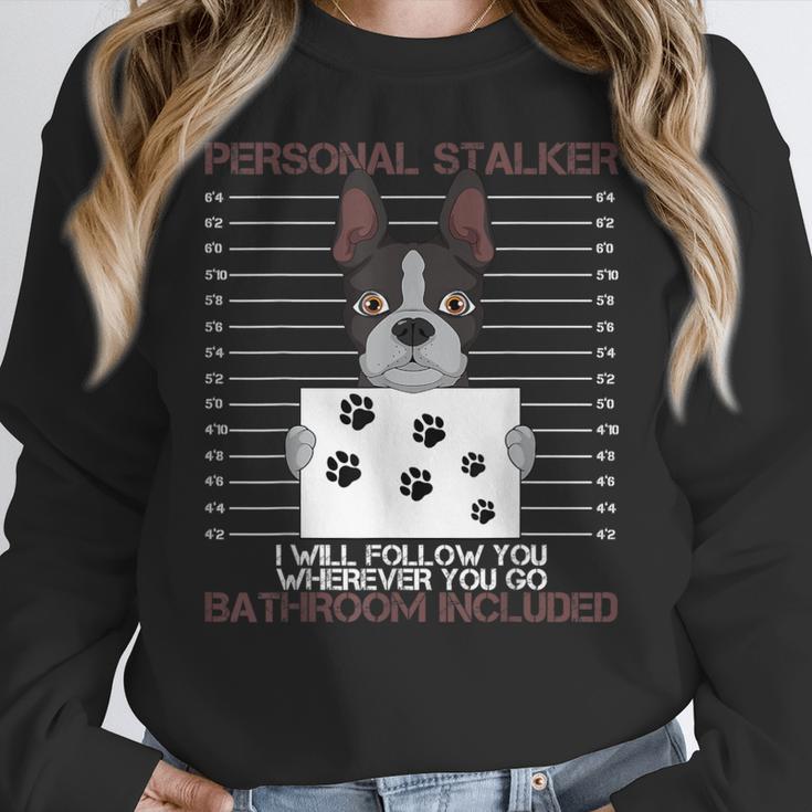 Boston Terrier American Gentleman Personal Stalker Dog Lover Women Crewneck Sweatshirt, American Boston Terrier Gifts, funny design
