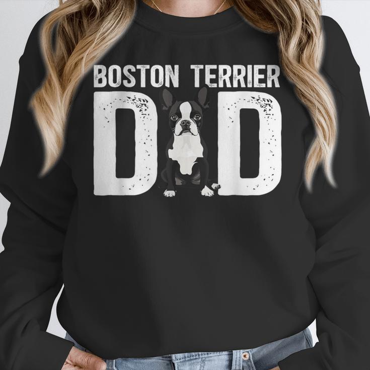 Boston Terrier Dad Of A Bostie Dad Bostie Father Women Crewneck Sweatshirt, Boston Terrier Dad Gifts, funny design