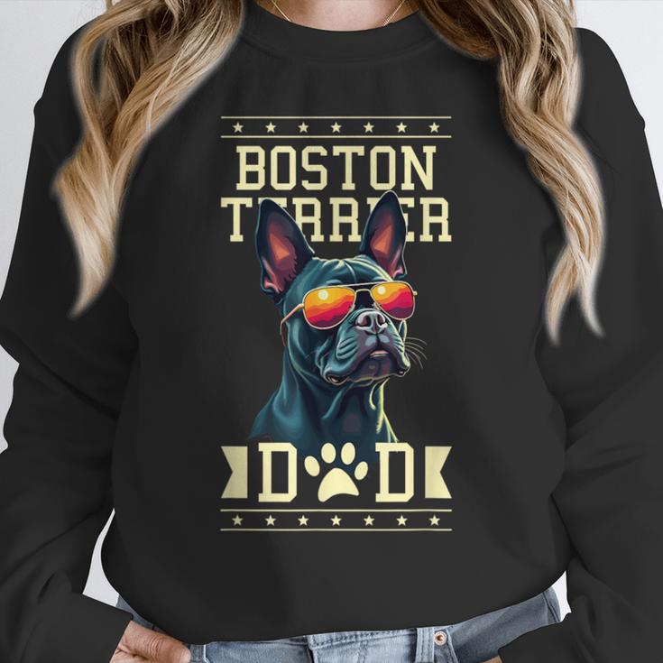 Boston Terrier Dad Boston Bull Bostie Dog Women Crewneck Sweatshirt, Boston Terrier Dad Gifts, funny design