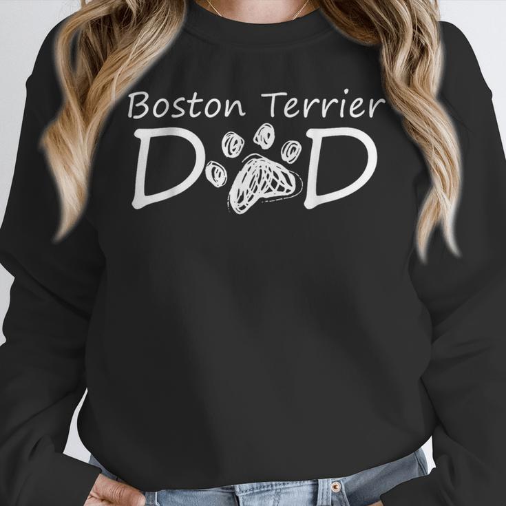 Boston Terrier Dad Dog Breed Daddy Owner Puppy Father Papa For Men Women Girls Kids Women Crewneck Sweatshirt, Boston Terrier Dad Gifts, funny design