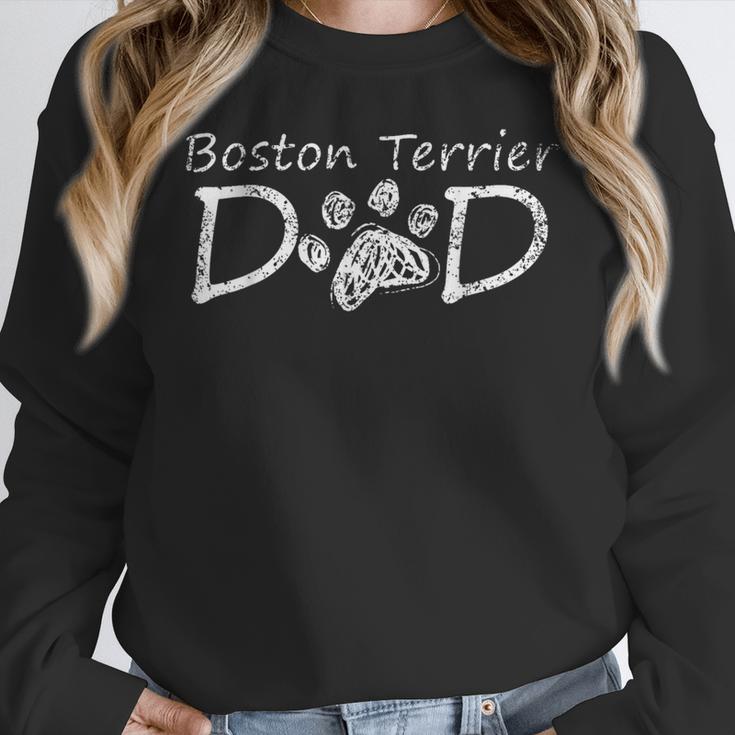 Boston Terrier Dad Dog Breed Daddy Owner Puppy Father Papa Men Women Women Crewneck Sweatshirt, Boston Terrier Dad Gifts, funny design