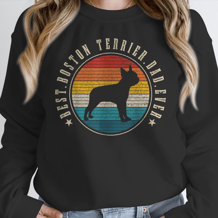 Boston Terrier Dad Retro Vintage Dog Bostie Dad Men Women Crewneck Sweatshirt, Boston Terrier Dad Gifts, funny design