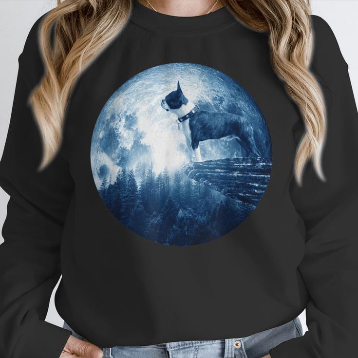 Boston Terrier Dog Moon Dog Mom Dad Women Men Dog Lovers Women Crewneck Sweatshirt, Mom Gifts, Boston Terrier Dad Gifts, Boston Terrier Mom Gifts, funny design