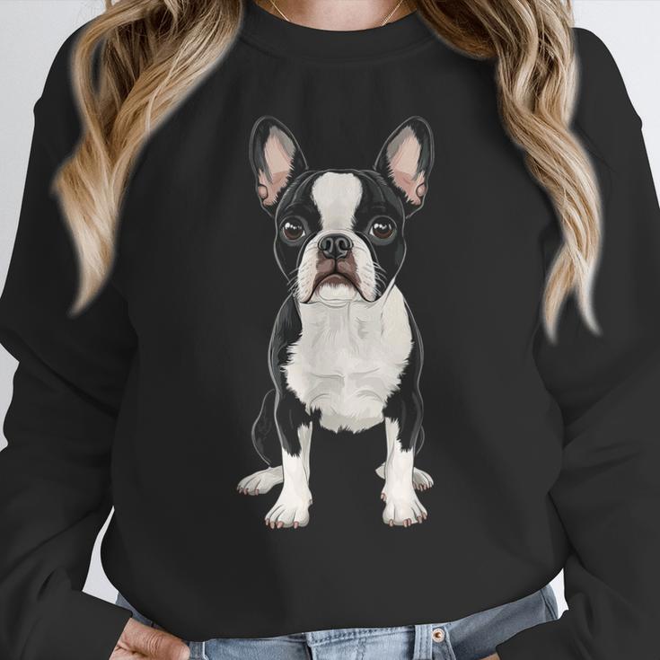 Boston Terrier Dog Motif Pet Art Boston Terrier For Men Women Kids Women Crewneck Sweatshirt, funny design