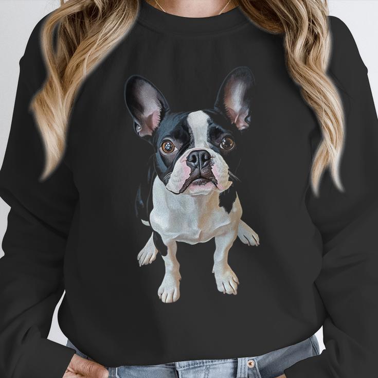 Boston Terrier Dog Motif Pet Art Boston Terrier Men Women Kids Women Crewneck Sweatshirt, funny design