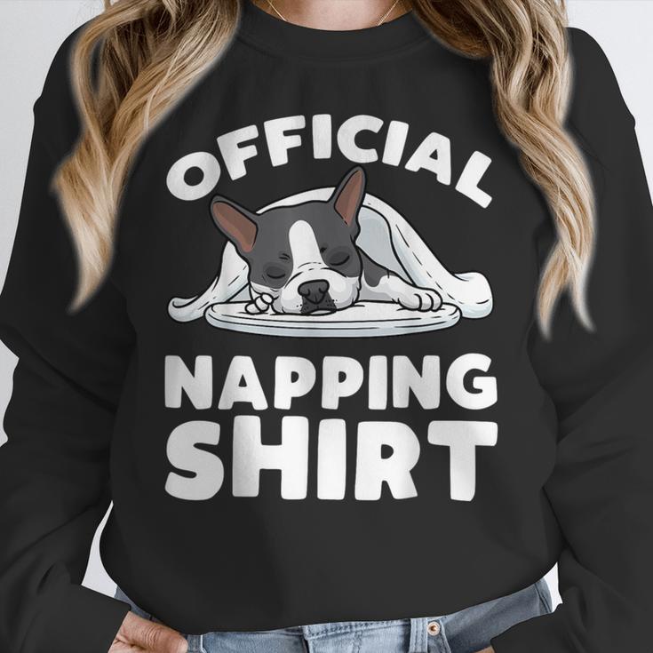 Boston Terrier Dog Official Sleeping Shirt Men Women Kids Women Crewneck Sweatshirt, funny design