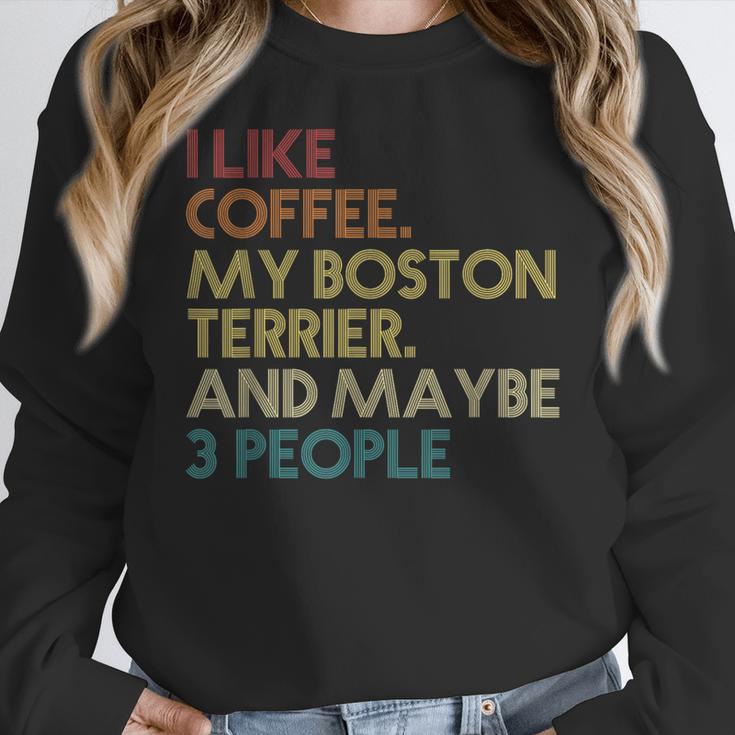 Boston Terrier Dog Owner Coffee Lovers Quote Vintage Retro For Men Women Women Crewneck Sweatshirt, funny design