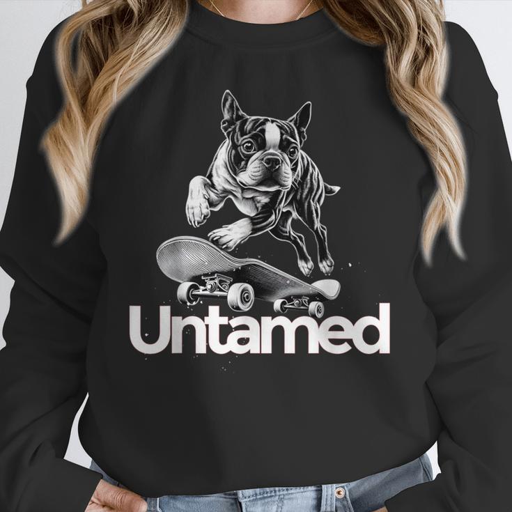 Boston Terrier Dog Untamed For Men Women Women Crewneck Sweatshirt, funny design