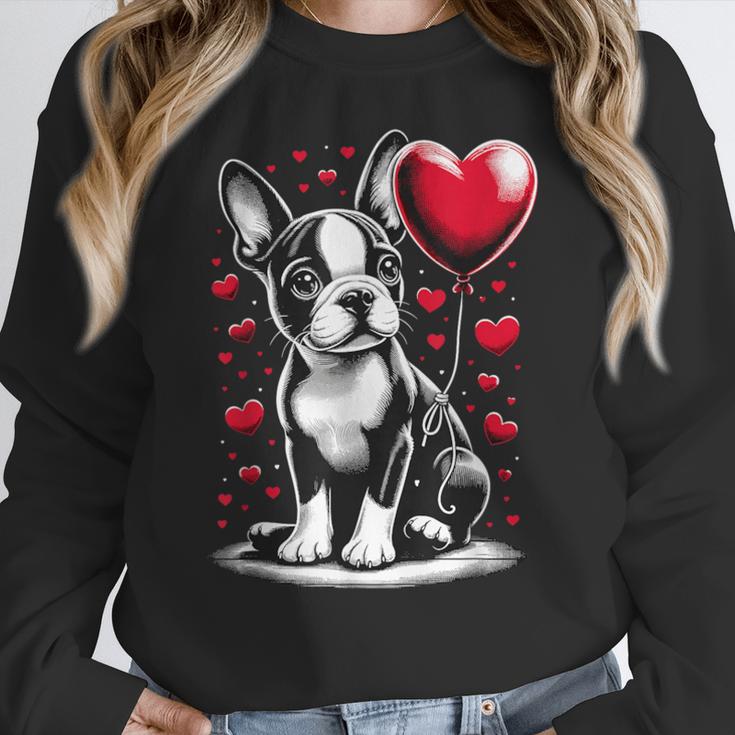 Boston Terrier Dog Valentine's Day Dog Owner Women Crewneck Sweatshirt, funny design