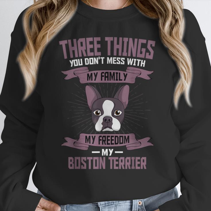 Boston Terrier Don't Mess With American Gentleman Dog Lover Women Crewneck Sweatshirt, American Boston Terrier Gifts, funny design