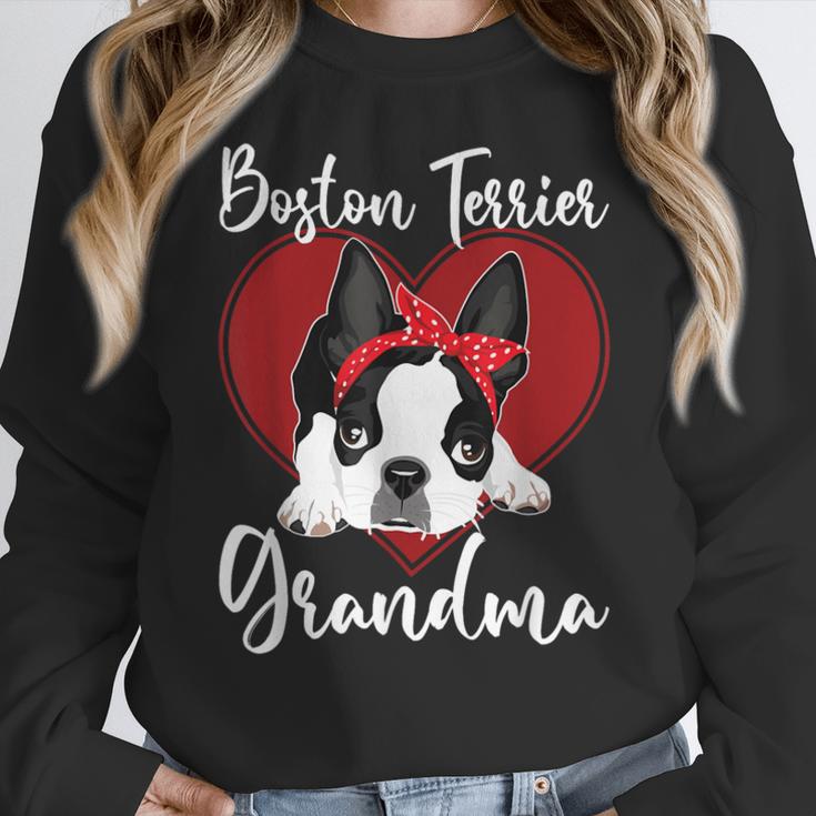 Boston Terrier Grandma Dog Owner Boston Terrier For Men Women Women Crewneck Sweatshirt, funny design