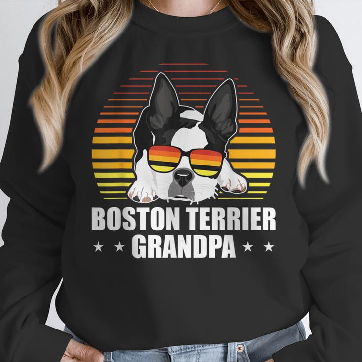 Boston Terrier Grandpa Dog Owner Boston Terrier Women Crewneck Sweatshirt, funny design