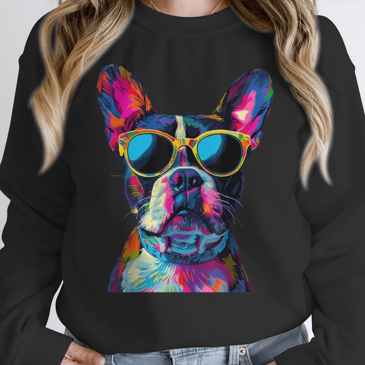 Boston Terrier Lovers Pop Art Boston Terrier Women Crewneck Sweatshirt, funny design