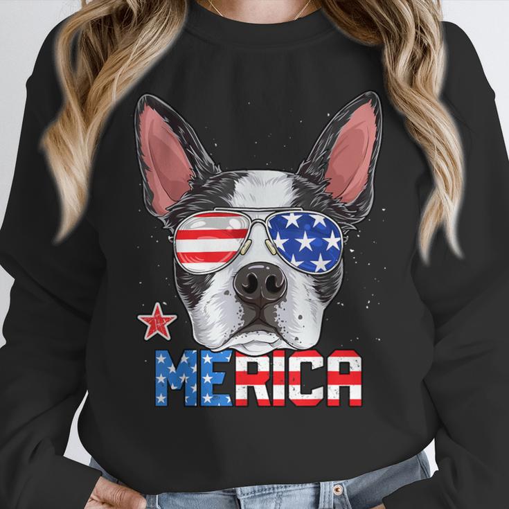 Boston Terrier Merica 4th Of July T Shirt Men Boys Dog Puppy Women Crewneck Sweatshirt, Boston Terrier 4th Of July Gifts, funny design