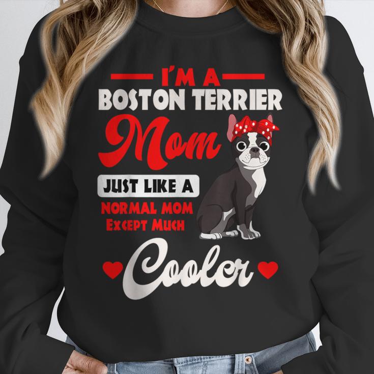 Boston Terrier Mom American Gentleman Dog Mother's Day Women Crewneck Sweatshirt, Mom Gifts, Boston Terrier Mom Gifts, American Boston Terrier Gifts, funny design