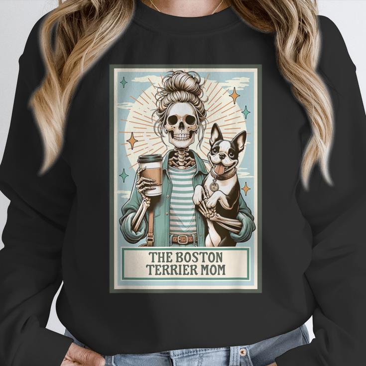 The Boston Terrier Mom Skeleton Spooky Season Halloween Women Crewneck Sweatshirt, Mom Gifts, Boston Terrier Mom Gifts, Boston Terrier Halloween Gifts, funny design