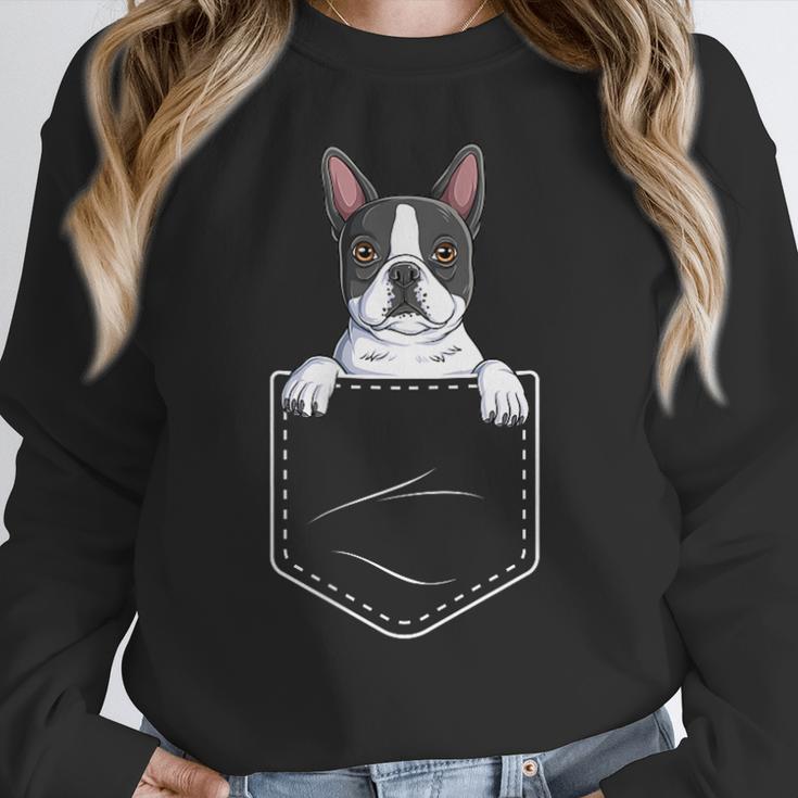 Boston Terrier In The Pocket Cute Boston Terrier Dog Lovers For Men Women Girls Kids Women Crewneck Sweatshirt, funny design