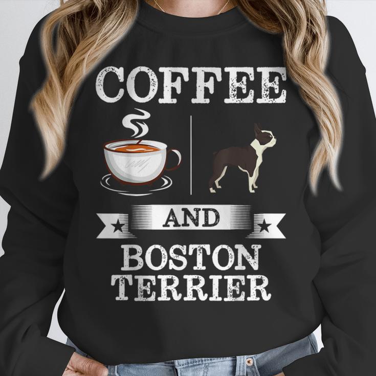 Boston Terrier Shirt Coffee And Boston Terrier Cute Dog For Men Women Girls Kids Women Crewneck Sweatshirt, funny design