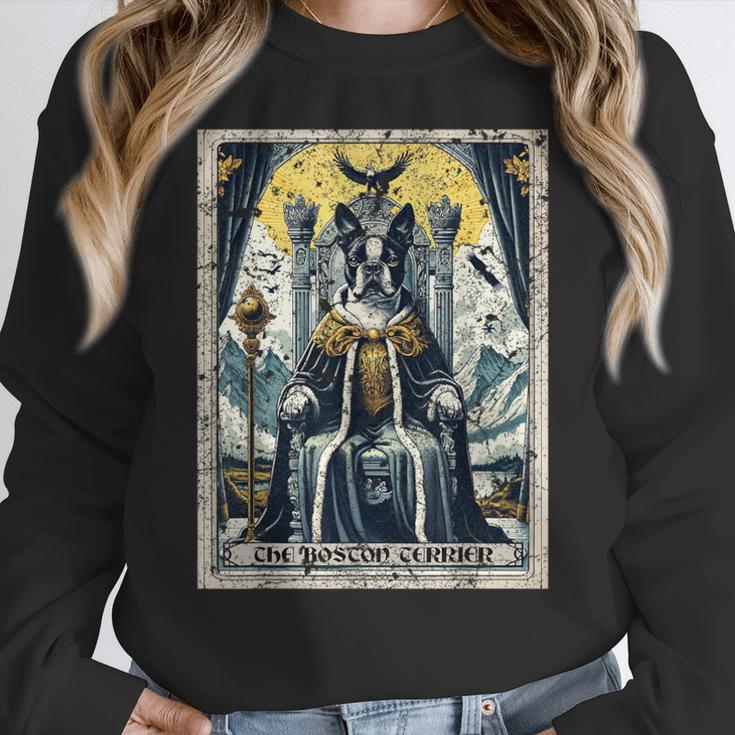 Boston Terrier Tarot Card Dog Women Crewneck Sweatshirt, Boston Terrier Tarot Gifts, funny design