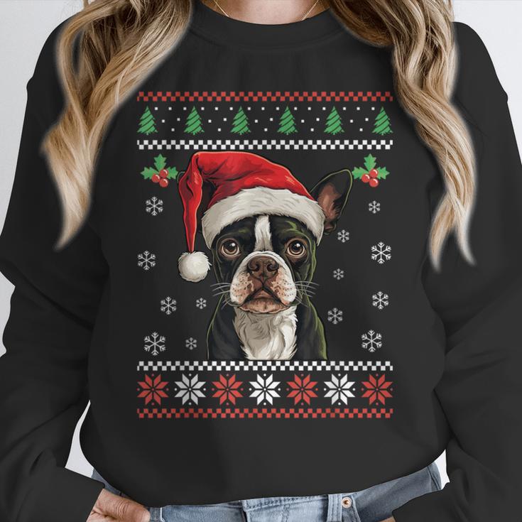 Boston Terrier Ugly Christmas Sweater Xmas For Adults Kids Women Crewneck Sweatshirt, Boston Terrier Christmas Gifts, funny design