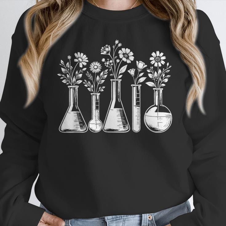 Botanical Beaker Science Teacher Floral Chemistry Lab Week Women Crewneck Sweatshirt, Science Teacher Gifts, funny design