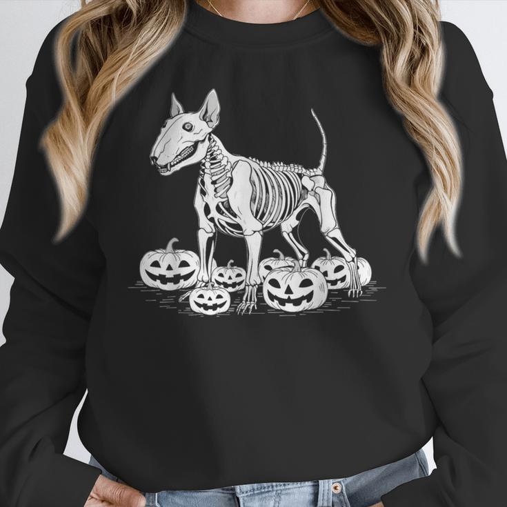 Bull Terrier Skeleton Birthday Halloween Kids Women Crewneck Sweatshirt, funny design
