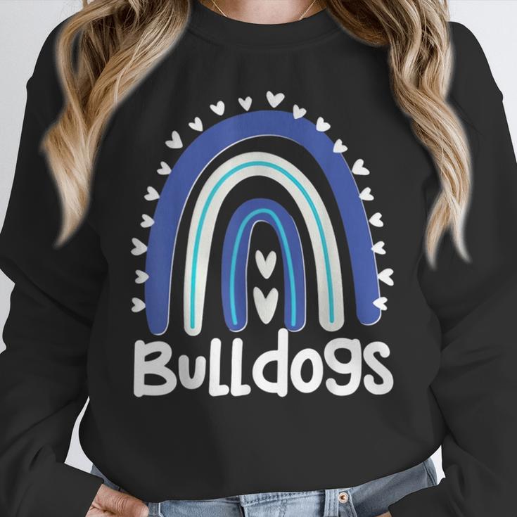 Bulldogs School Mascot Rainbow Teacher Lover Women Crewneck Sweatshirt, funny design