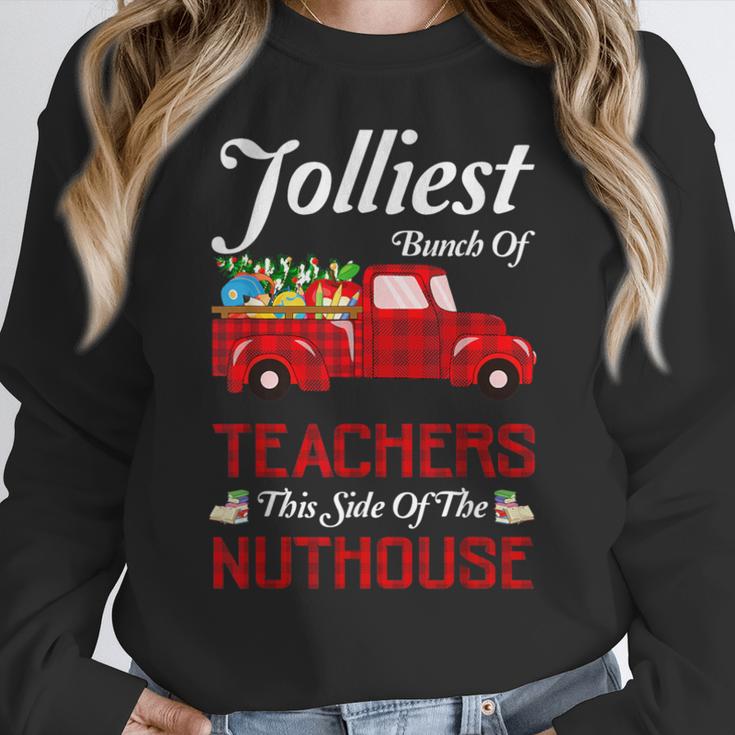 Bunch Of Teachers This Side Of The Nuthouse Xmas Women Crewneck Sweatshirt, funny design Bunch Of Teachers This Side Of The Nuthouse Xmas Women Crewneck Sweatshirt, funny design