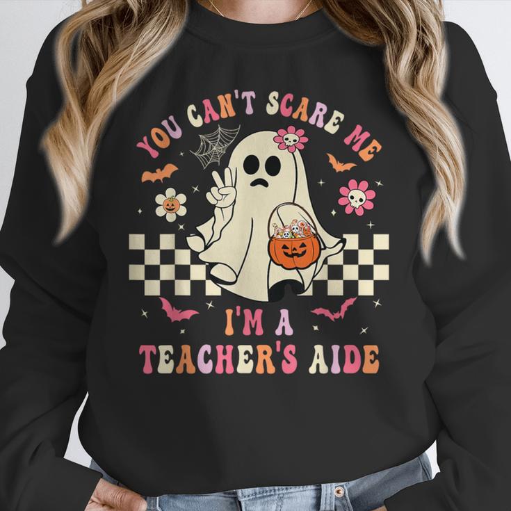 You Can't Scare Me I'm A School Teacher's Aide Halloween Women Crewneck Sweatshirt, funny design You Can't Scare Me I'm A School Teacher's Aide Halloween Women Crewneck Sweatshirt, funny design