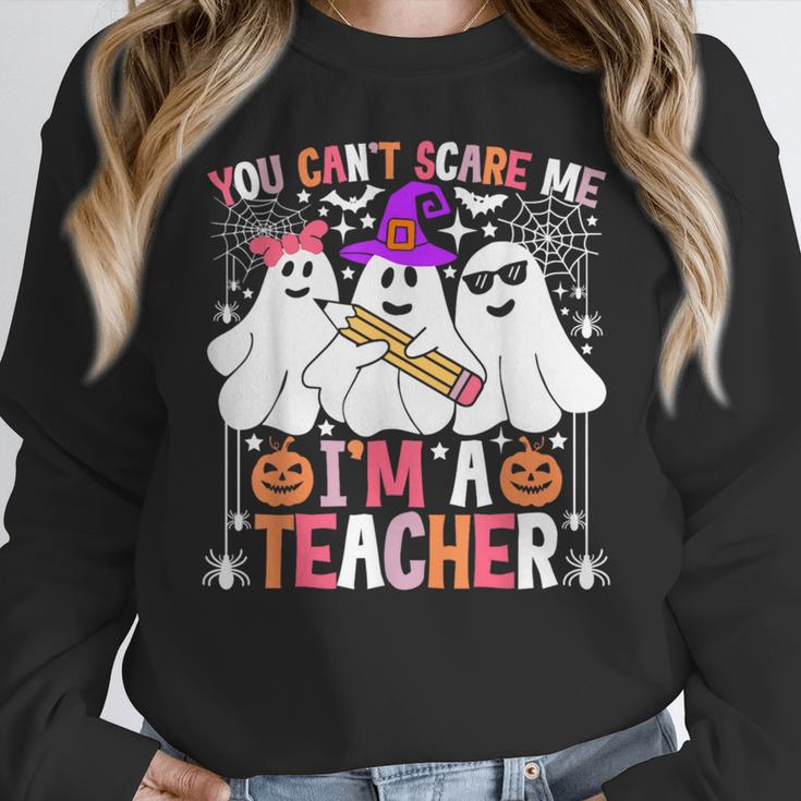 You Can't Scare Me I'm A Teacher Halloween Women Crewneck Sweatshirt, funny design