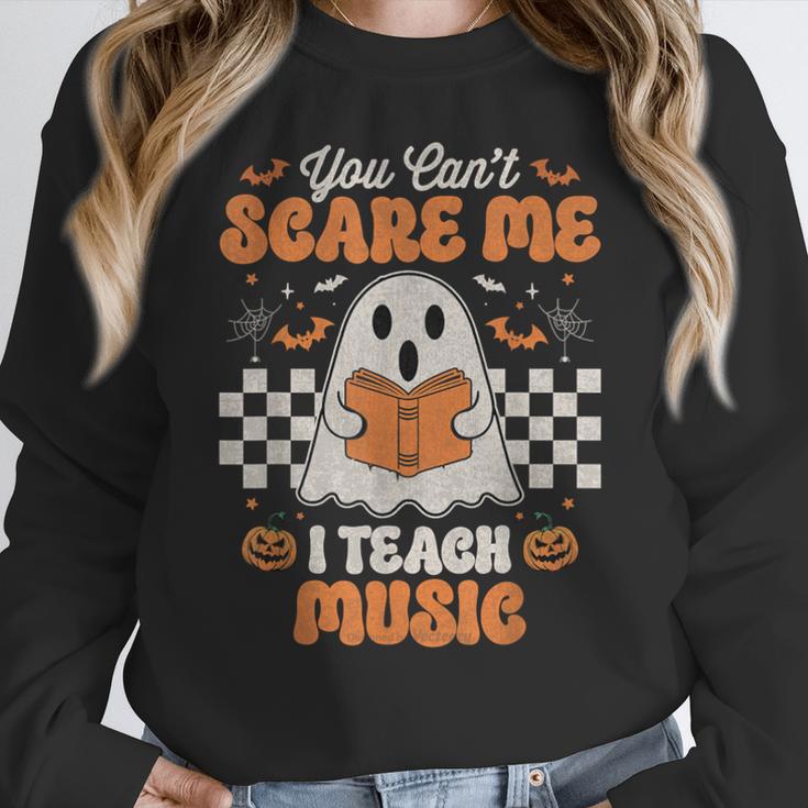 You Can't Scare Me I Teach Music Retro Teacher Halloween Women Crewneck Sweatshirt, funny design You Can't Scare Me I Teach Music Retro Teacher Halloween Women Crewneck Sweatshirt, funny design