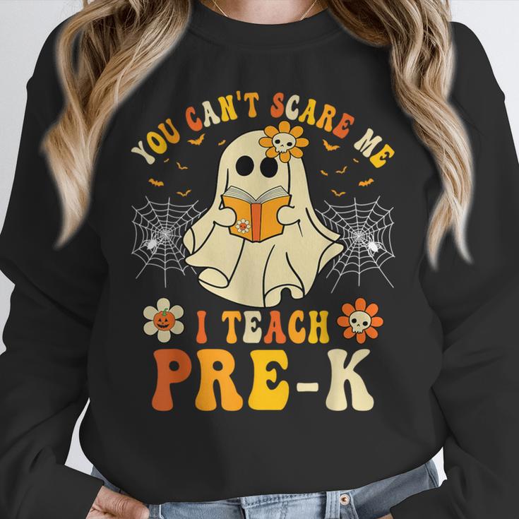 You Can't Scare Me I Teach Pre-K Halloween Teacher Ghost Women Crewneck Sweatshirt, funny design You Can't Scare Me I Teach Pre-K Halloween Teacher Ghost Women Crewneck Sweatshirt, funny design