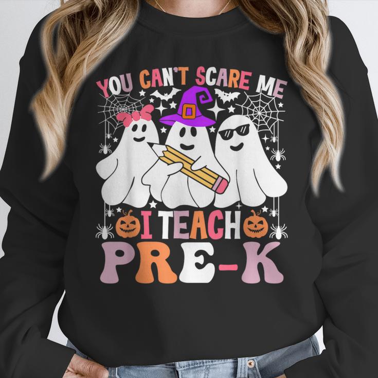 You Can't Scare Me I Teach Pre-k Halloween Teacher Women Crewneck Sweatshirt, funny design