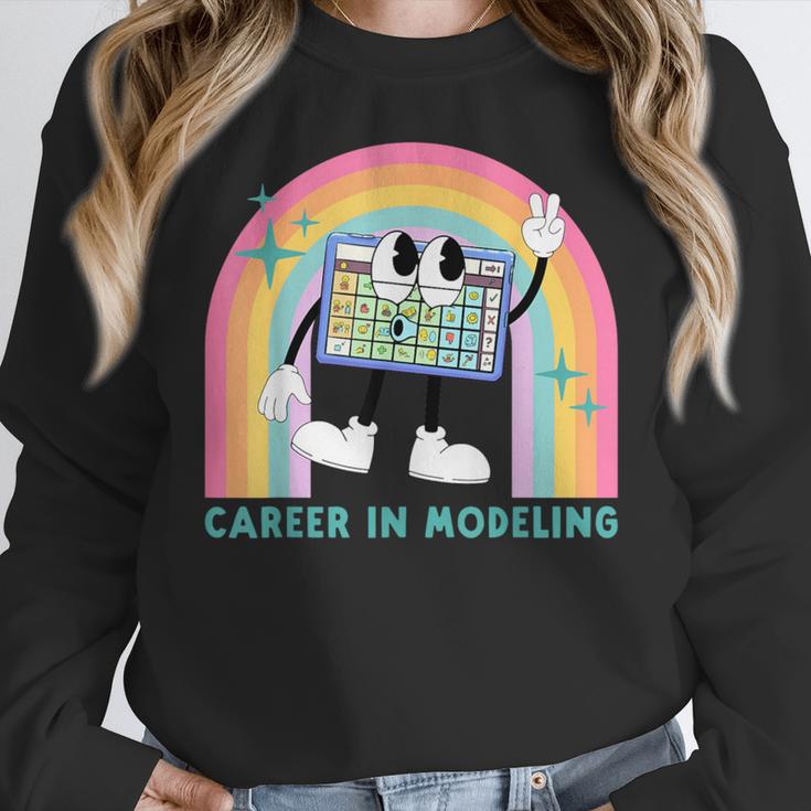 Career In Modeling AAC Teacher SLP SPED Communication Autism Women Crewneck Sweatshirt, funny design Career In Modeling AAC Teacher SLP SPED Communication Autism Women Crewneck Sweatshirt, funny design